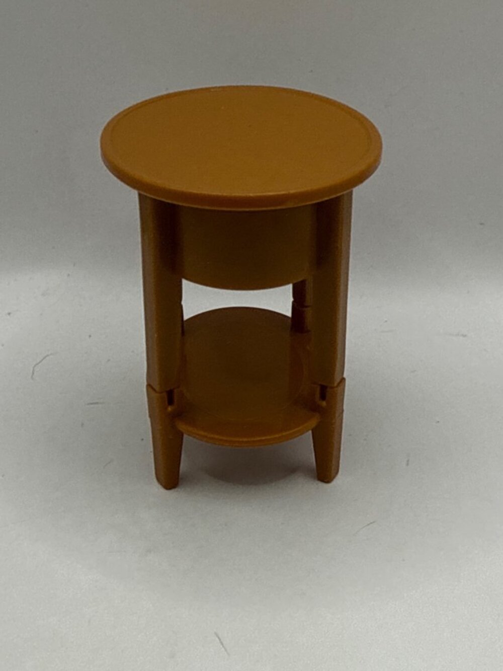 Vintage 2000s Barbie Brown Round Plastic Nightstand End Table Doll Furniture - Picture 2 of 4